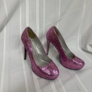Glittery Pink High Heels with Stiletto Heel and Pointed Toe